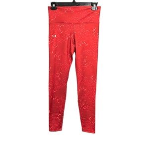 Under Armour Womens Sz S Leggings Orange Print Compression Pant Leggings Workout